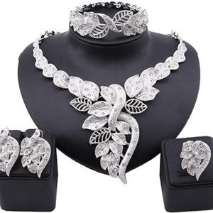 Women Hoop Earrings Ring Women Italian Bridal Jewelry Sets Wedding Accessories